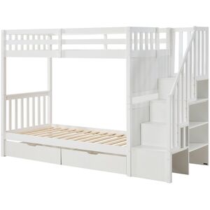 Vente-unique Etagenbett 90 x 190 cm mit Schubladen - Kiefer und MDF - Weiß - ZILENI Vente-unique Etagenbett 90 x 190 cm mit Schubladen - Kiefer und MDF - Weiß - ZILENI