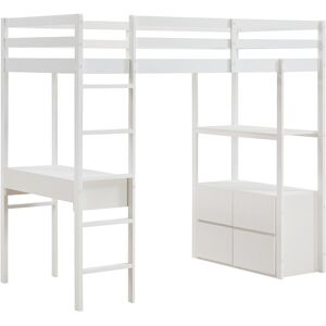 Vente-unique Etagenbett 90 x 190 cm mit Schreibtisch und Stauraum - Kiefer und MDF - Weiß - KALIZI Vente-unique Etagenbett 90 x 190 cm mit Schreibtisch und Stauraum - Kiefer und MDF - Weiß - KALIZI