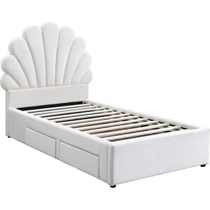 Vente-unique Bett Muschelbett - 90 x 190 cm - mit 2 Schubladen - Samt - Weiß - MOANA Vente-unique Bett Muschelbett - 90 x 190 cm - mit 2 Schubladen - Samt - Weiß - MOANA