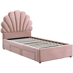Vente-unique Bett Muschelbett - 90 x 190 cm - mit 2 Schubladen - Samt - Rosa - MOANA Vente-unique Bett Muschelbett - 90 x 190 cm - mit 2 Schubladen - Samt - Rosa - MOANA