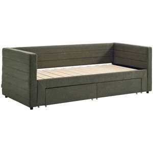 Vente-unique Tagesbett 2 x 80 x 200 cm – Mit Lattenrost & Schubladen – Texturierter Stoff – Grün – CAMITY Vente-unique Tagesbett 2 x 80 x 200 cm – Mit Lattenrost & Schubladen – Texturierter Stoff – Grün – CAMITY