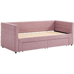 Vente-unique Tagesbett 2 x 80 x 200 cm – Mit Lattenrost & Schubladen – Texturierter Stoff – Rosa – CAMITY Vente-unique Tagesbett 2 x 80 x 200 cm – Mit Lattenrost & Schubladen – Texturierter Stoff – Rosa – CAMITY