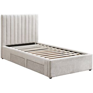Vente-unique Bett 90 x 190 cm mit 2 Schubladen - Stoff - Beige - SARAH Vente-unique Bett 90 x 190 cm mit 2 Schubladen - Stoff - Beige - SARAH