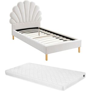 Vente-unique Bett Muschelbett + Matratze - 90 x 190 cm - Samt - MOANA Vente-unique Bett Muschelbett + Matratze - 90 x 190 cm - Samt - MOANA