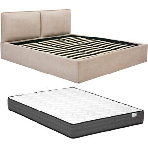 Vente-unique Bett mit Stauraum mit abnehmbarem Bezug – 180 x 200 cm – Stoff – Beige + Matratze – TENESE Vente-unique Bett mit Stauraum mit abnehmbarem Bezug – 180 x 200 cm – Stoff – Beige + Matratze – TENESE