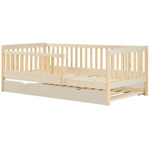 Vente-unique Bett mit Schublade 90 x 190 cm - Kiefer und MDF – Beige und Natur - PROVIATI Vente-unique Bett mit Schublade 90 x 190 cm - Kiefer und MDF – Beige und Natur - PROVIATI