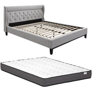 Vente-unique Bett 160 x 200 cm + Matratze - Grau - MARSDENIO Vente-unique Bett 160 x 200 cm + Matratze - Grau - MARSDENIO
