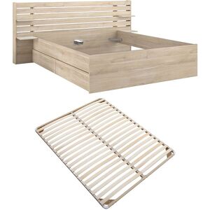 Vente-unique Bett 180 x 200 cm mit 4 Schubladen - Natur + Lattenrost - TENALIA Vente-unique Bett 180 x 200 cm mit 4 Schubladen - Natur + Lattenrost - TENALIA