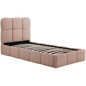 Vente-unique Bett mit Stauraum 90 x 190 cm - Strukturstoff Rosa - DILUDO Vente-unique Bett mit Stauraum 90 x 190 cm - Strukturstoff Rosa - DILUDO