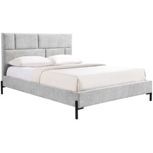 Vente-unique Bett 160 x 200 cm mit gepolstertem Kopfteil – Stoff – Hellgrau – NOULAVO Vente-unique Bett 160 x 200 cm mit gepolstertem Kopfteil – Stoff – Hellgrau – NOULAVO