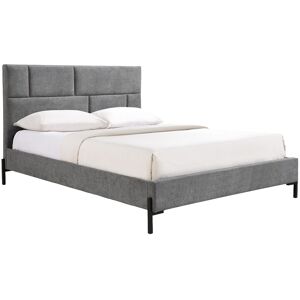Vente-unique Bett 160 x 200 cm mit gepolstertem Kopfteil – Stoff – Grau – NOULAVO Vente-unique Bett 160 x 200 cm mit gepolstertem Kopfteil – Stoff – Grau – NOULAVO