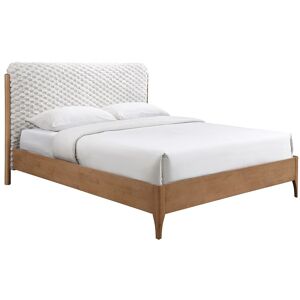 Vente-unique Bett 160 x 200 cm mit Kopfteil aus Kunstfell – Weiß und Natur – SERAVELA Vente-unique Bett 160 x 200 cm mit Kopfteil aus Kunstfell – Weiß und Natur – SERAVELA