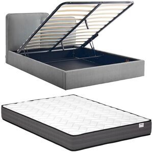 Vente-unique Bett mit Stauraum 180 x 200 cm – Cordvelours – Grau + Matratze – NAYOLA Vente-unique Bett mit Stauraum 180 x 200 cm – Cordvelours – Grau + Matratze – NAYOLA