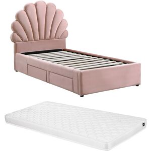 Vente-unique Bett Muschelbett - 90 x 190 cm - mit 2 Schubladen - Samt - Rosa + Matratze - MOANA Vente-unique Bett Muschelbett - 90 x 190 cm - mit 2 Schubladen - Samt - Rosa + Matratze - MOANA