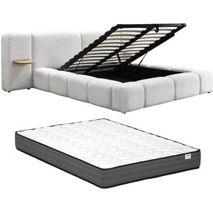 Vente-unique Bett mit Stauraum und Nachttischen 180 x 200 cm – Bouclé-Stoff – Beige + Matratze – VILACO Vente-unique Bett mit Stauraum und Nachttischen 180 x 200 cm – Bouclé-Stoff – Beige + Matratze – VILACO