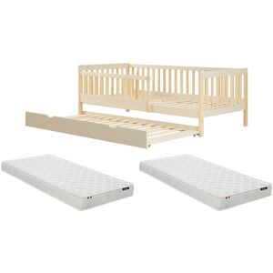 Vente-unique Bett mit Schublade + Matratze 90 x 190 cm - Kiefer und MDF – Beige und Natur - PROVIATI Vente-unique Bett mit Schublade + Matratze 90 x 190 cm - Kiefer und MDF – Beige und Natur - PROVIATI