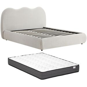 Vente-unique Bett mit Bettkasten 160 x 200 cm – Strukturstoff – Beige + Matratze – OBALESA Vente-unique Bett mit Bettkasten 160 x 200 cm – Strukturstoff – Beige + Matratze – OBALESA