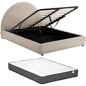 Vente-unique Bett mit Bettkasten 160 x 200 cm - Cord-Samt - Beige + Matratze - LIRIMO Vente-unique Bett mit Bettkasten 160 x 200 cm - Cord-Samt - Beige + Matratze - LIRIMO
