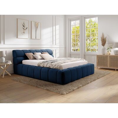Vente-unique Bett mit Bettkasten - 180 x 200 cm - Stoff - Dunkelblau - FORVIK II Vente-unique Bett mit Bettkasten - 180 x 200 cm - Stoff - Dunkelblau - FORVIK II