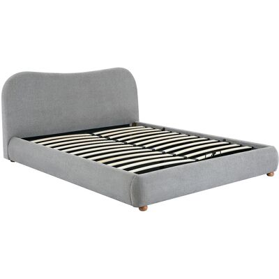 Vente-unique Bett mit Bettkasten - 120 x 190 cm - Stoff - Hellgrau - VANARI Vente-unique Bett mit Bettkasten - 120 x 190 cm - Stoff - Hellgrau - VANARI