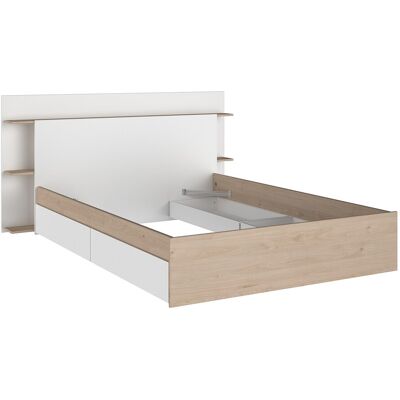 Vente-unique Bett mit 4 Schubladen - 140 x 190/200 cm - Holzfarben & Weiß - TILONIDE Vente-unique Bett mit 4 Schubladen - 140 x 190/200 cm - Holzfarben & Weiß - TILONIDE