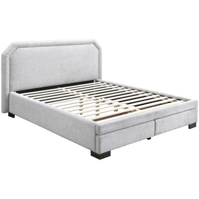 Vente-unique Bett mit Schubladen 160 x 200 cm - Stoff - Hellgrau - INASTO Vente-unique Bett mit Schubladen 160 x 200 cm - Stoff - Hellgrau - INASTO