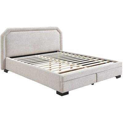 Vente-unique Bett mit Schubladen 140 x 190 cm - Stoff - Beige - INASTO Vente-unique Bett mit Schubladen 140 x 190 cm - Stoff - Beige - INASTO