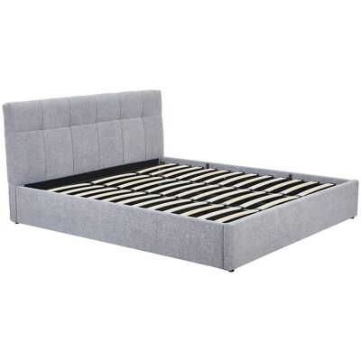 Vente-unique Bett mit Bettkasten - 180 x 200 cm - Bouclé-Stoff - Grau - MAZIRI Vente-unique Bett mit Bettkasten - 180 x 200 cm - Bouclé-Stoff - Grau - MAZIRI