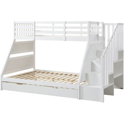 Vente-unique Etagenbetten 90 und 140 x 190 cm mit Stauraum - Kiefer und MDF - Weiß - LAKAYO Vente-unique Etagenbetten 90 und 140 x 190 cm mit Stauraum - Kiefer und MDF - Weiß - LAKAYO