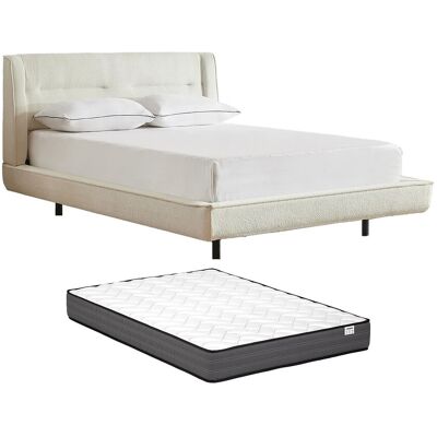 Vente-unique Bett 160 x 200 cm - Bouclé-Stoff - Beige + Matratze - ISYDE Vente-unique Bett 160 x 200 cm - Bouclé-Stoff - Beige + Matratze - ISYDE