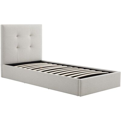 Vente-unique Bett mit Bettkasten 90 x 190 cm – Stoff – Beige – CALINIDA Vente-unique Bett mit Bettkasten 90 x 190 cm – Stoff – Beige – CALINIDA