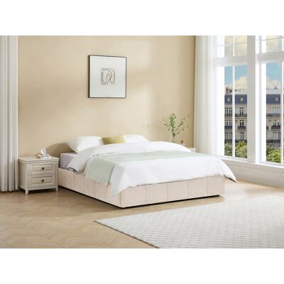 Vente-unique Boxspring-Bettkasten 160 x 200 cm aus Bouclé-Stoff - Beige - NULOX von YSMÉE Vente-unique Boxspring-Bettkasten 160 x 200 cm aus Bouclé-Stoff - Beige - NULOX von YSMÉE