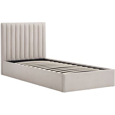 Vente-unique Bett mit Bettkasten 90 x 200 cm – Stoff – Beige – SARANELI Vente-unique Bett mit Bettkasten 90 x 200 cm – Stoff – Beige – SARANELI