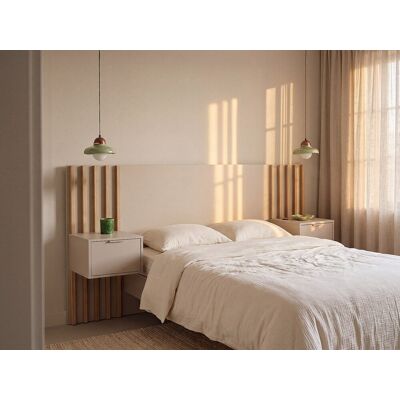 Vente-unique Bettkopfteil mit Nachttischen - 260 cm - mit USB-C-Anschluss - Beige und Natur - CORANY Vente-unique Bettkopfteil mit Nachttischen - 260 cm - mit USB-C-Anschluss - Beige und Natur - CORANY