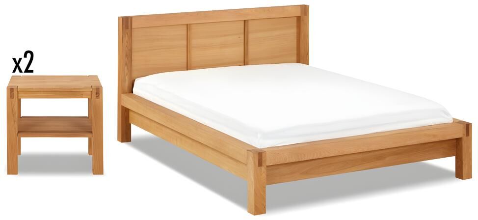 Vente-unique.ch Sparset BROCELANDE II - Bett 140x190 cm + 2 Nachttische - Geölte Eiche