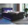 LED-Boxspringbett mit Topper - 160 x 200 cm - Kunstleder - Schwarz - KEROS von DREAMEA