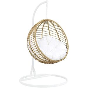 Hängesessel mit weißen Kissen - Polyrattan - Beige - BONTOC von MYLIA