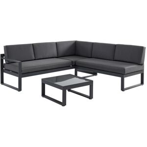 Garten-Sitzgruppe: Couchtisch + 6-Sitzer-Ecksofa verstellbar - Aluminium - Anthrazit - PALAOS II von MYLIA