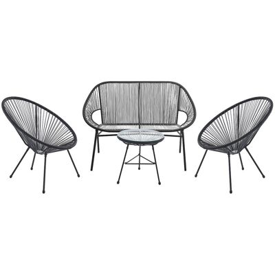 MYLIA - ALIOS III - Schwarz - 4-teilige Set - Gartenmobel-Set MYLIA - ALIOS III - Schwarz - 4-teilige Set - Gartenmobel-Set