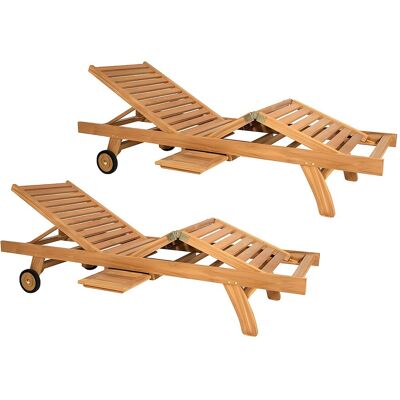 Vente-unique Verstellbare Sonnenliege 2er-Set - Teakholz - Holzfarben hell - BYBLOS II von MYLIA Vente-unique Verstellbare Sonnenliege 2er-Set - Teakholz - Holzfarben hell - BYBLOS II von MYLIA