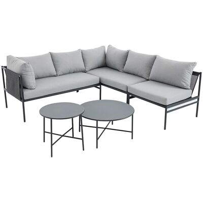 Vente-unique Garten-Sitzgruppe beliebig kombinierbar: 2 Ecksofa 1-Sitzer & Beistelltische - Stahl - Anthrazit - ULAME von MYLIA Vente-unique Garten-Sitzgruppe beliebig kombinierbar: 2 Ecksofa 1-Sitzer & Beistelltische - Stahl - Anthrazit - ULAME von MYLIA