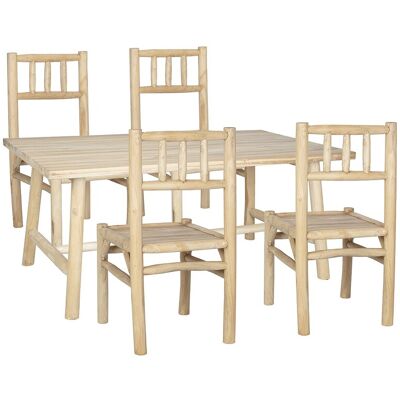 Vente-unique Garten-Esstischgruppe - Teakholz: Tisch L180 cm + 4 Stühle - Holzfarben hell - TULUM von MYLIA Vente-unique Garten-Esstischgruppe - Teakholz: Tisch L180 cm + 4 Stühle - Holzfarben hell - TULUM von MYLIA