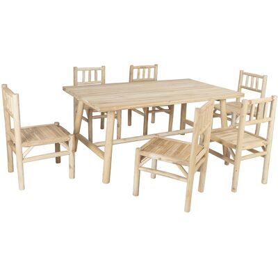 Vente-unique Garten-Esstischgruppe - Teakholz: Tisch L180 cm + 6 Stühle - Holzfarben hell - TULUM von MYLIA Vente-unique Garten-Esstischgruppe - Teakholz: Tisch L180 cm + 6 Stühle - Holzfarben hell - TULUM von MYLIA