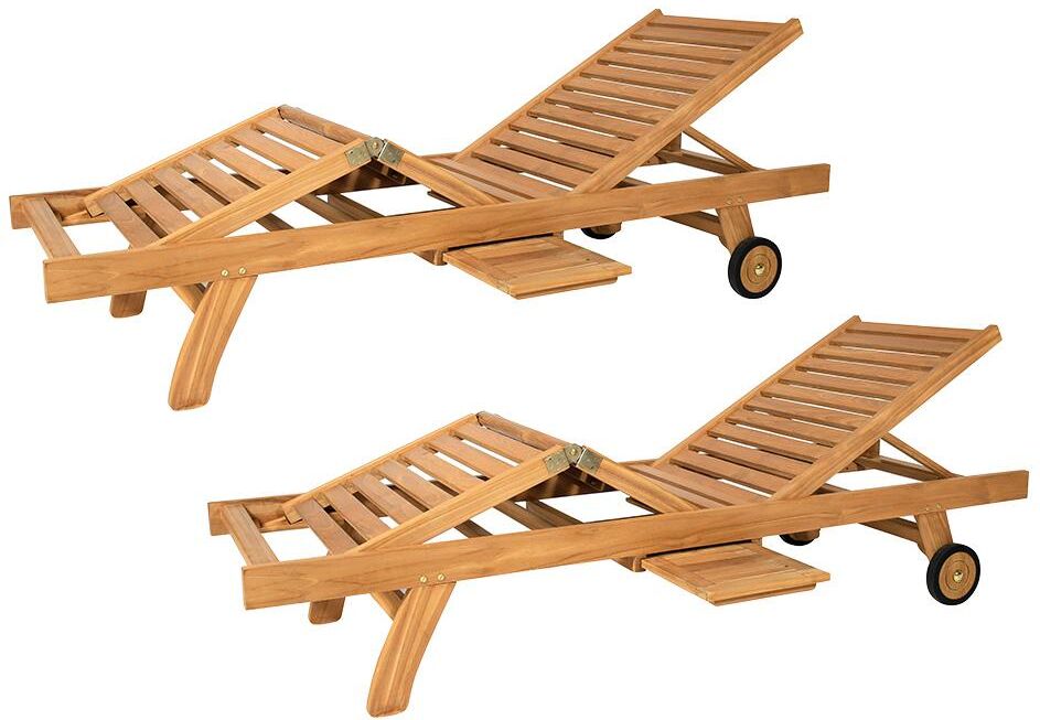 Vente-unique.ch Sonnenliege 2er-Set verstellbar - Teak - BYBLOS