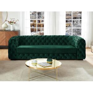 Vente-unique.ch Sofa Chesterfield 3-Sitzer - Samt - Tannengrün - STANLEY