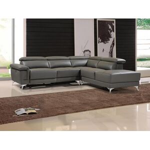 Vente-unique.ch Relaxsofa Ecksofa Leder elektrisch - Ecke Rechts - Anthrazit - PASCALINE