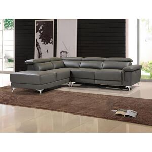 Vente-unique.ch Relaxsofa Ecksofa Leder elektrisch - Ecke Links - Anthrazit - PASCALINE