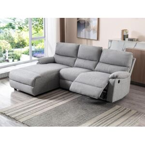 Vente-unique.ch Ecksofa Relaxsofa elektrisch - Stoff - Ecke Links - Hellgrau - LUNANO