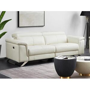 Vente-unique.ch Relaxsofa 3-Sitzer elektrisch - Rindsleder - Weiß - BREYT II