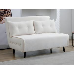 Vente-unique.ch Sofa 2-Sitzer mit Schlaffunktion - Bouclé-Stoff - Elfenbein - URIBIA